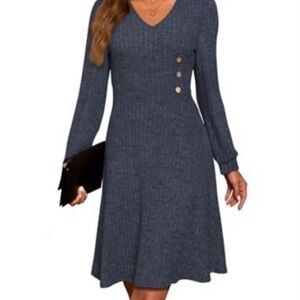NEW Elegant Navy Blue Knit Dress
